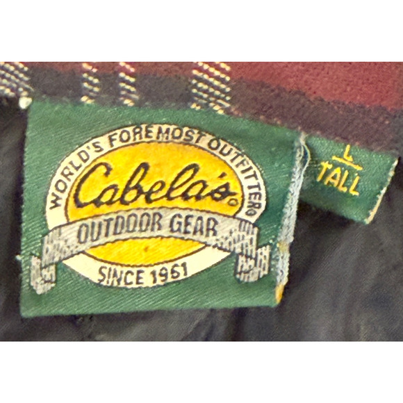 VTG Cabelas Flannel Shirt Jacket Quilted Lining Trucker Jacket LT LARGE TALL USA - Picture 2 of 8
